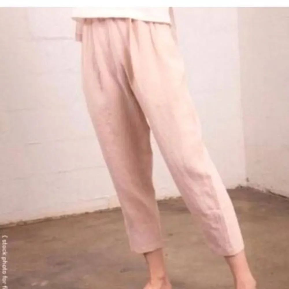 Ilana Kohn pale pink linen ankle elastic waist pants sz XS